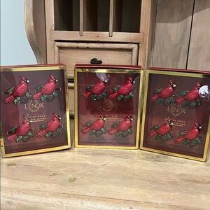 Lenox Holiday Napkin Rings Red Cardinals Service for 12 Three Boxes  Christmas